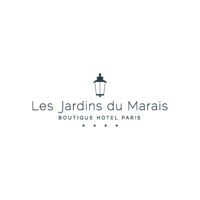 Création logo Hôtel les Jardins du marais Paris - Youri Giraud graphiste freelance